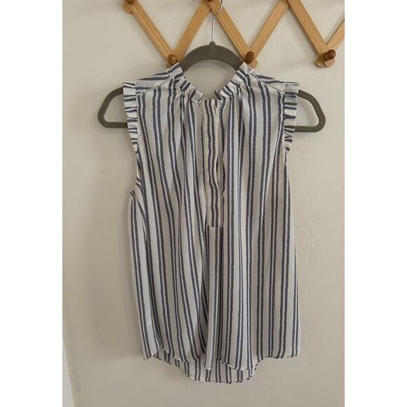 Ann Taylor Top Women's Medium Blouse Navy White Sleeveless - Picture 1 of 7